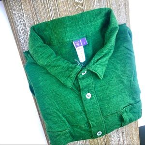 IBEX Merino Wool Men’s Green Button-Down Shirt